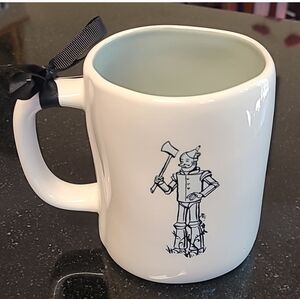Rae Dunn White Tin Man Mug with Black Accent